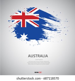 Flag of Australia with brush stroke or paint on gray background vector illustration