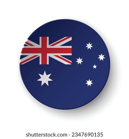 The flag of Australia. Button flag icon. Standard color. Circle icon flag. 3d illustration. Computer illustration. Digital illustration. Vector illustration.
