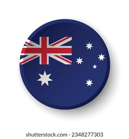 The flag of Australia. Button flag icon. Standard color. Circle icon flag. 3d illustration. Computer illustration. Digital illustration. Vector illustration.