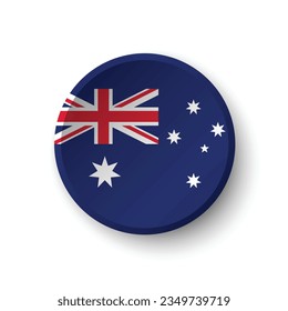 The flag of Australia. Button flag icon. Standard color. Circle icon flag. 3d illustration. Computer illustration. Digital illustration. Vector illustration.