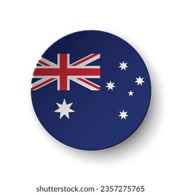 The flag of Australia. Button flag icon. Standard color. Circle icon flag. 3d illustration. Computer illustration. Digital illustration. Vector illustration.