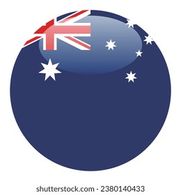 The flag of Australia. Button flag icon. Standard color. Circle icon flag. 3d illustration. Computer illustration. Digital illustration. Vector illustration.