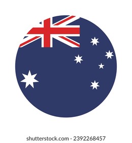 The flag of Australia. Button flag icon. Standard color. Circle icon flag. Computer illustration. Digital illustration. Vector illustration.