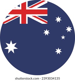 The flag of Australia. Button flag icon. Standard color. Circle icon flag. Computer illustration. Digital illustration. Vector illustration.