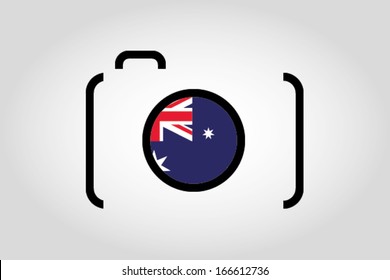 The flag of Australia in a Camera Lens
