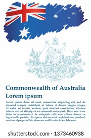 Flag of Australia, Commonwealth of Australia. Template for award design, an official document with the flag of Australia and other uses. Bright, colorful vector illustration.