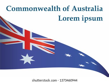 Flag of Australia, Commonwealth of Australia. Template for award design, an official document with the flag of Australia and other uses. Bright, colorful vector illustration.