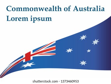 Flag of Australia, Commonwealth of Australia. Template for award design, an official document with the flag of Australia and other uses. Bright, colorful vector illustration.
