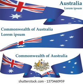 Flag of Australia, Commonwealth of Australia. Template for award design, an official document with the flag of Australia and other uses. Bright, colorful vector illustration.