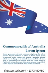 Flag of Australia, Commonwealth of Australia. Template for award design, an official document with the flag of Australia and other uses. Bright, colorful vector illustration.
