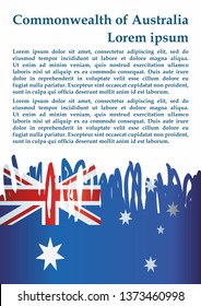 Flag of Australia, Commonwealth of Australia. Template for award design, an official document with the flag of Australia and other uses. Bright, colorful vector illustration.
