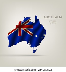 flag of Australia as the country with the shadow