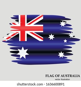 Flag of Australia with effect brush. Happy Australia day banner.  Flag  with folds. Illustration. 