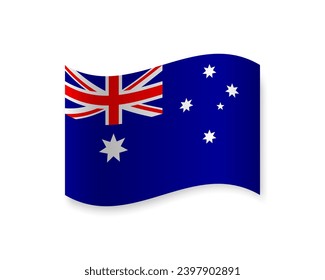 Flag of Australia flat icon. Wavy vector element with shadow underneath. Best for mobile apps, UI and web design.