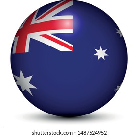 Flag of Australia in the form of a ball isolated on white background.