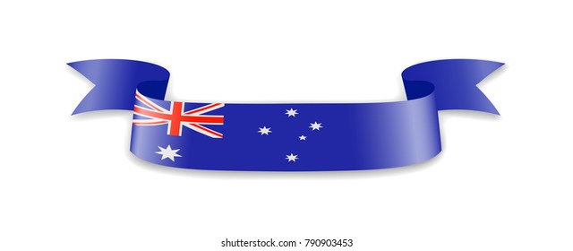 Flag of Australia in the form of wave ribbon. Vector illustration.