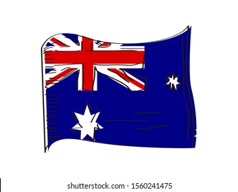 Flag of Australia. Hand drawing - Vector illustration