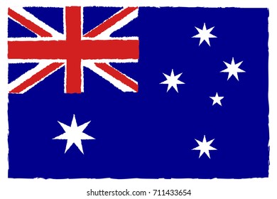 Flag of Australia. Hand Painted with Brush. Vector Illustration.