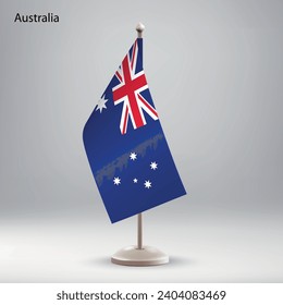 Flag of Australia hanging on a flag stand. Usable for summit or conference presentaiton
