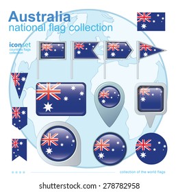  Flag of  Australia, icon collection, vector illustration