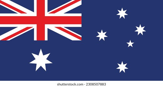 Die Flagge Australiens. Flaggensymbol. Standardfarbe. Standardgröße. Rechteckige Fahne. Computergrafik. Digitale Illustration. Vektorgrafik.