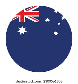 The flag of Australia. Flag icon. Standard color. Round flag. Computer illustration. Digital illustration. Vector illustration.