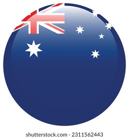The flag of Australia. Flag icon. Standard color. Round flag. 3d illustration. Computer illustration. Digital illustration. Vector illustration.