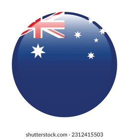 The flag of Australia. Flag icon. Standard color. Round flag. 3d illustration. Computer illustration. Digital illustration. Vector illustration.