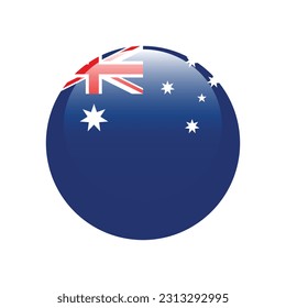 The flag of Australia. Flag icon. Standard color. Round flag. 3d illustration. Computer illustration. Digital illustration. Vector illustration.
