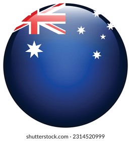 The flag of Australia. Flag icon. Standard color. A round flag. Computer illustration. Digital illustration. Vector illustration.