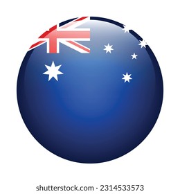 The flag of Australia. Flag icon. Standard color. A round flag. Computer illustration. Digital illustration. Vector illustration.