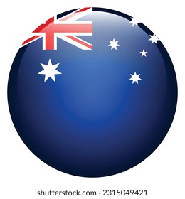 The flag of Australia. Flag icon. Standard color. A round flag. Computer illustration. Digital illustration. Vector illustration.