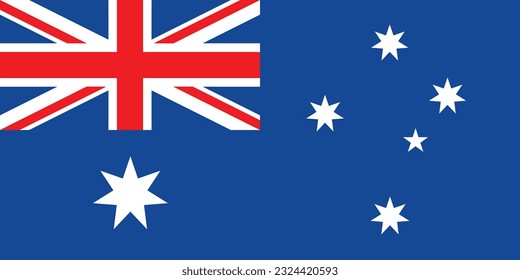 The flag of Australia. Flag icon. Standard color. Standard size. A rectangular flag. Computer illustration. Digital illustration. Vector illustration.