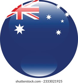 La bandera de Australia. Icono de marca. Color estándar. Indicador de icono de círculo. 3 quinquies ilustración. Ilustración del equipo. Ilustración digital. Ilustración vectorial.