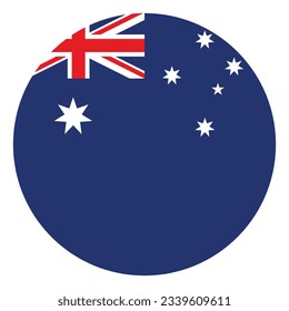 The flag of Australia. Flag icon. Standard color. Circle icon flag. 3d illustration. Computer illustration. Digital illustration. Vector illustration.