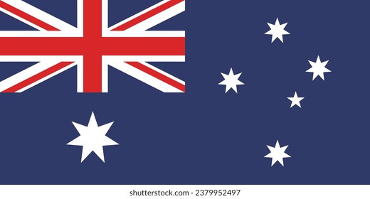 Die Flagge Australiens. Flaggensymbol. Standardfarbe. Standardgröße. Eine rechteckige Flagge. Computergrafik. Digitale Illustration. Vektorgrafik.