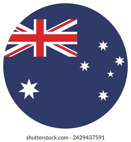 The flag of Australia. Flag icon. Standard color. Circle icon flag. 3d illustration. Computer illustration. Digital illustration. Vector illustration.