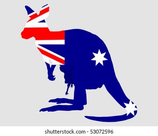 Flag of Australia with kangaroo