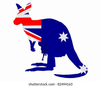 Flag of Australia with kangaroo