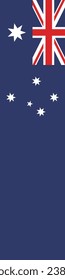 The flag of Australia. A long banner. Flag icon. Vertical pattern. Standard color. A rectangular flag. Computer illustration. Digital illustration. Vector illustration.