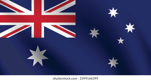 Flag of Australia. Australia flag official colors and proportion digital vector illustration. Wavy flag.