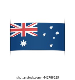 Flag of Australia, officially the Commonwealth of Australia. Vector illustration of a stylized flag. The slit in the paper with shadows. Element for infographics.