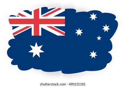Flag of Australia, officially the Commonwealth of Australia. Vector illustration of a stylized flag. Cloud with shadow. Element for infographics.