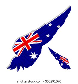 Flag of Australia on Abstract wing. Vector illustration.
