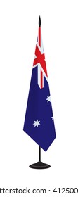 Flag of Australia on a flagstaff. Vector illustration