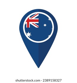 Flag of Australia flag on map pinpoint icon isolated blue color