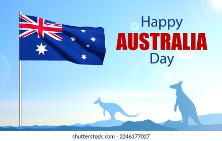 Flag of Australia on the sky. Background for Australia National Day. January 26. EPS10 vector