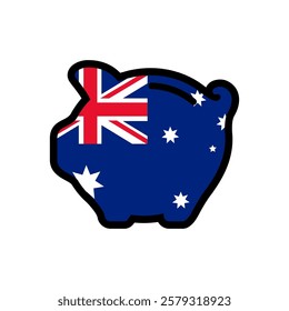 Flag of Australia, piggy bank icon, vector symbol.