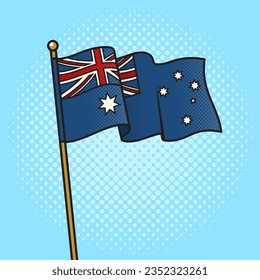 Flag of Australia pinup pop art retro vector illustration. Comic book style imitation.