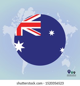 Flag of Australia Round Glossy Icon. Vector illustration eps 10.